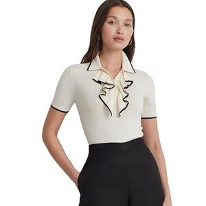 Ralph Lauren Cream Blouse with Black Trim